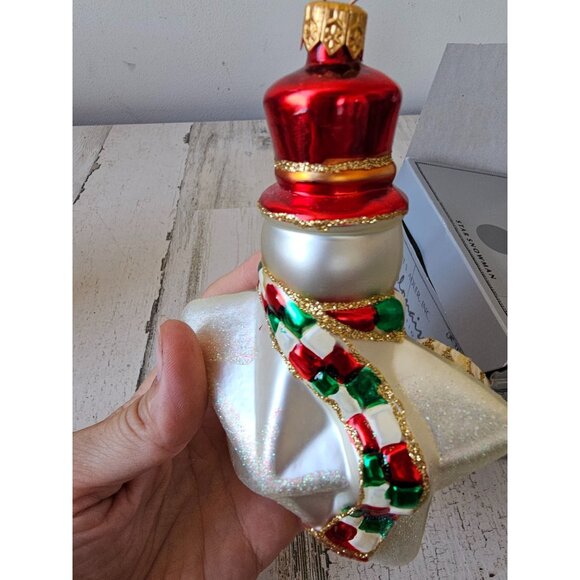 Polonaise star snowman ornament glass glitter gold red Kurt Adler Xmas tree - Picture 7 of 11